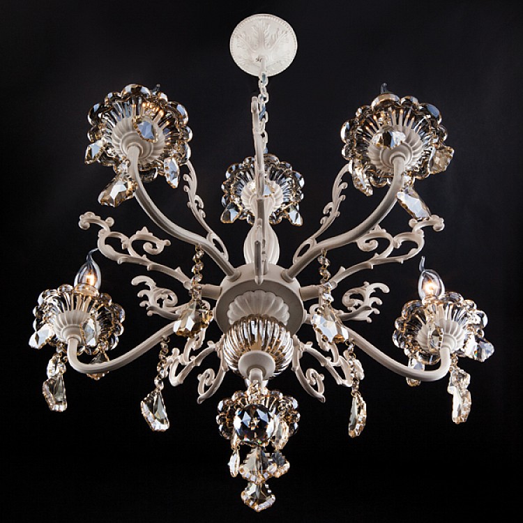 Светильник подвесной Eurosvet Elisha 3281/5 белый с золотом / тонированный хрусталь