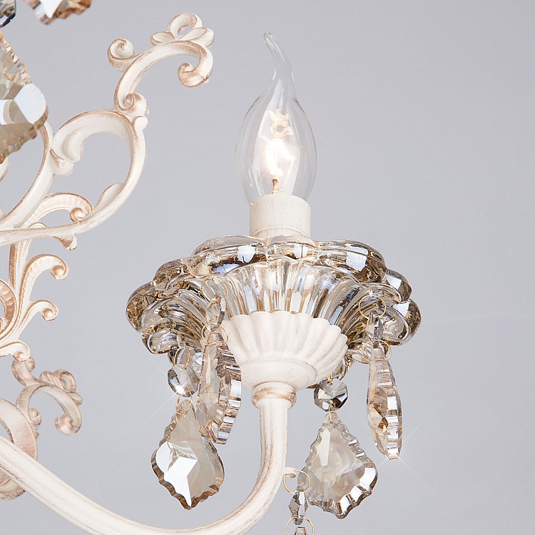 Светильник подвесной Eurosvet Elisha 3281/5 белый с золотом / тонированный хрусталь