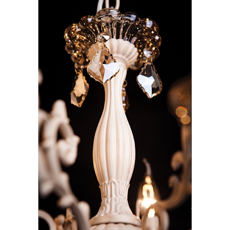 Светильник подвесной Eurosvet Elisha 3281/5 белый с золотом / тонированный хрусталь
