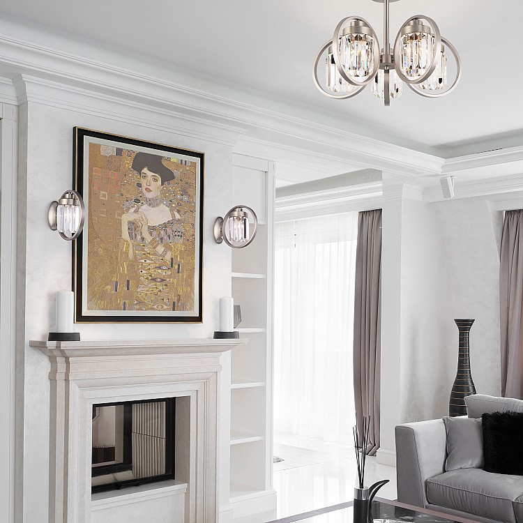 Светильник потолочный Eurosvet Loraine 10095/5 сатин-никель/прозрачный хрусталь Strotskis