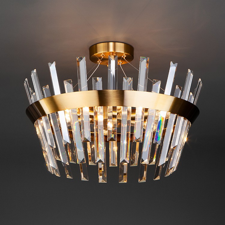 Светильник потолочный Eurosvet Steccato 10111/5 золотая бронза / прозрачный хрусталь Strotskis