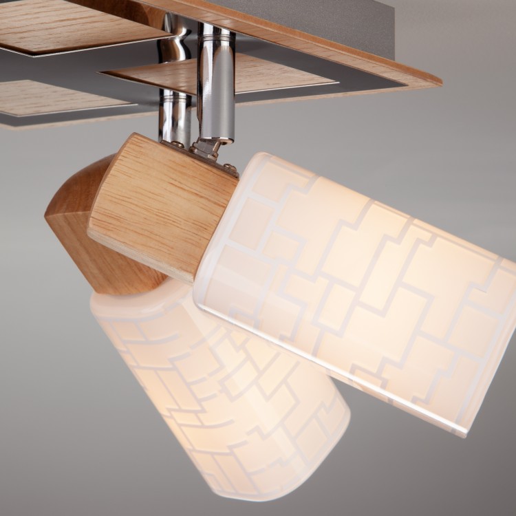 Светильник потолочный Eurosvet Savier 20029/4 хром / светлое дерево