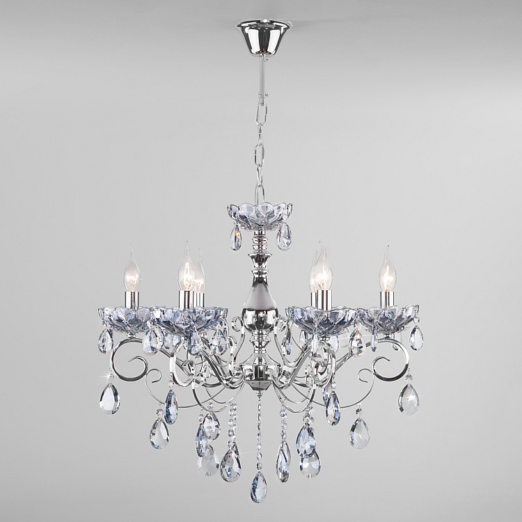 Светильник подвесной Eurosvet Escada 10109/6 хром/лазурный хрусталь Strotskis