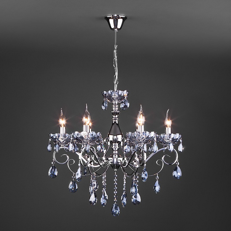 Светильник подвесной Eurosvet Escada 10109/6 хром/лазурный хрусталь Strotskis