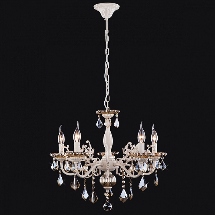 Светильник подвесной Eurosvet Elisha 3281/5 белый с золотом / тонированный хрусталь