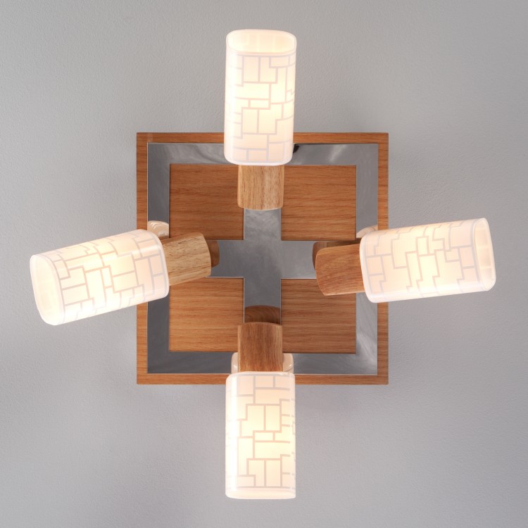 Светильник потолочный Eurosvet Savier 20029/4 хром / светлое дерево