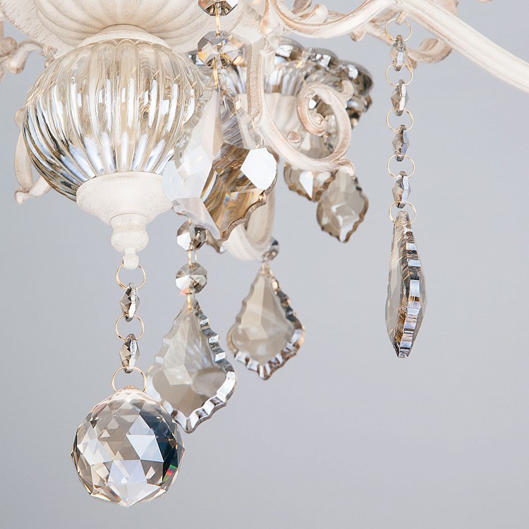 Светильник подвесной Eurosvet Elisha 3281/5 белый с золотом / тонированный хрусталь