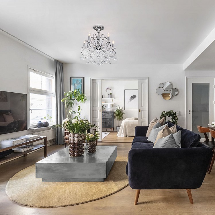 Светильник подвесной Eurosvet Collana 10096/5 хром/прозрачный хрусталь Strotskis