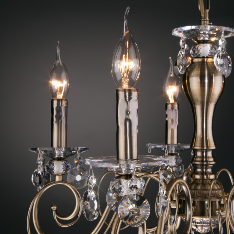 Светильник подвесной Eurosvet Ravenna 10104/8 античная бронза/прозрачный хрусталь Strotskis