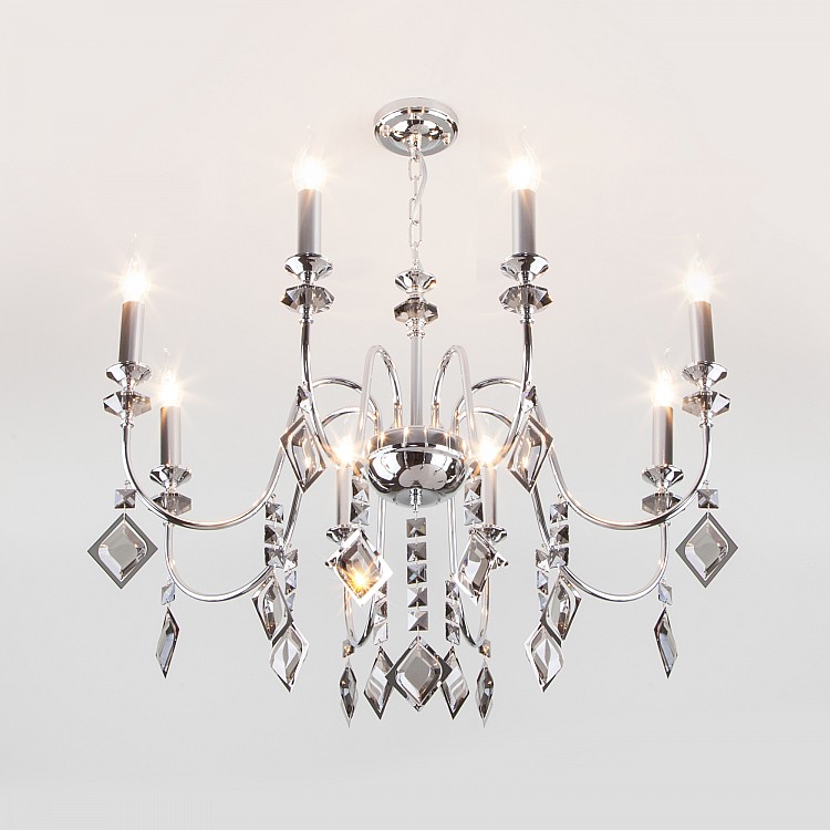 Светильник подвесной Eurosvet Telao 10120/8 хром/дымчатый хрусталь Strotskis Smart