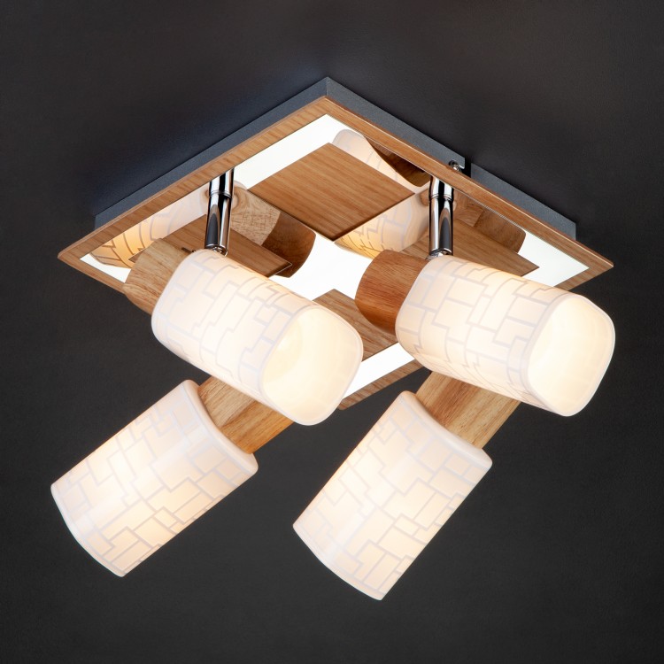 Светильник потолочный Eurosvet Savier 20029/4 хром / светлое дерево