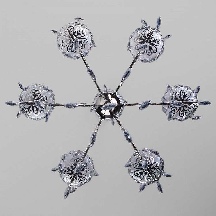 Светильник подвесной Eurosvet Escada 10109/6 хром/лазурный хрусталь Strotskis