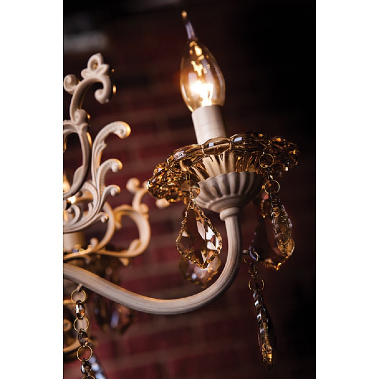 Светильник подвесной Eurosvet Elisha 3281/5 белый с золотом / тонированный хрусталь