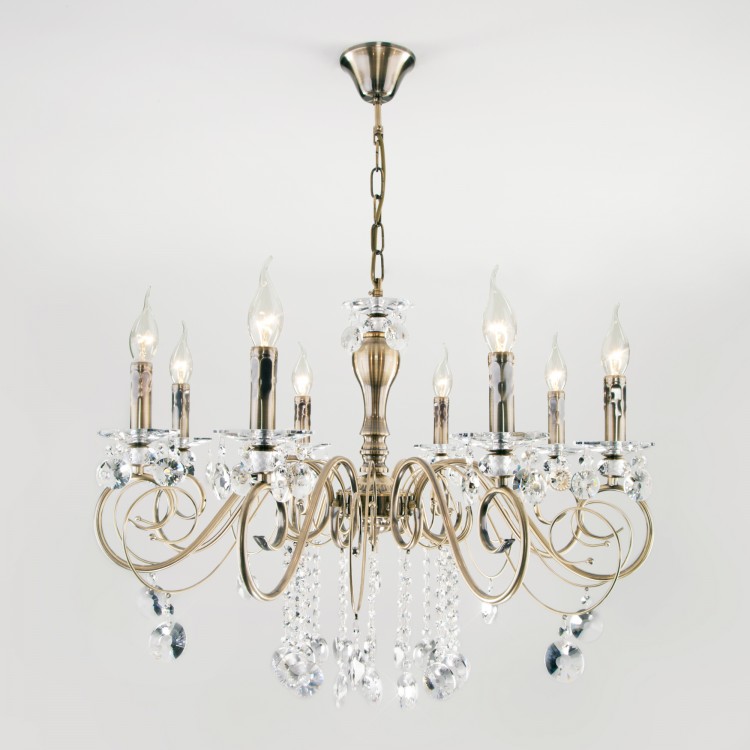 Светильник подвесной Eurosvet Ravenna 10104/8 античная бронза/прозрачный хрусталь Strotskis