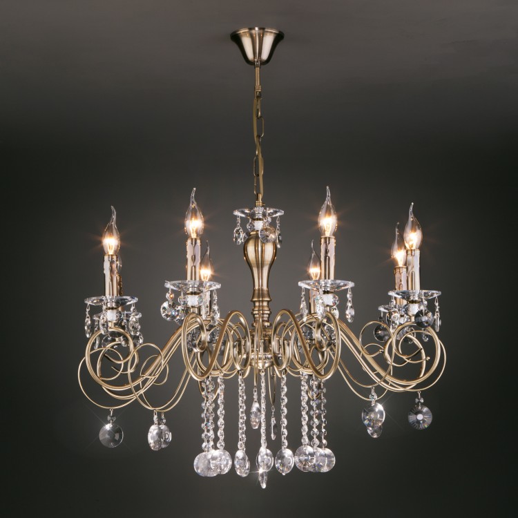 Светильник подвесной Eurosvet Ravenna 10104/8 античная бронза/прозрачный хрусталь Strotskis