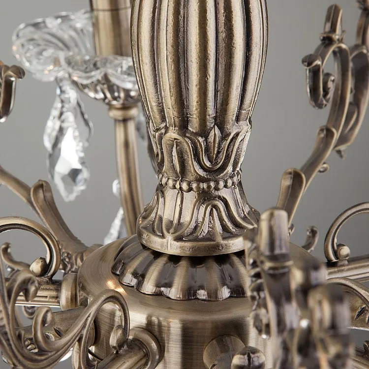 Светильник подвесной Eurosvet Elisha 3281/5 античная бронза / прозрачный хрусталь