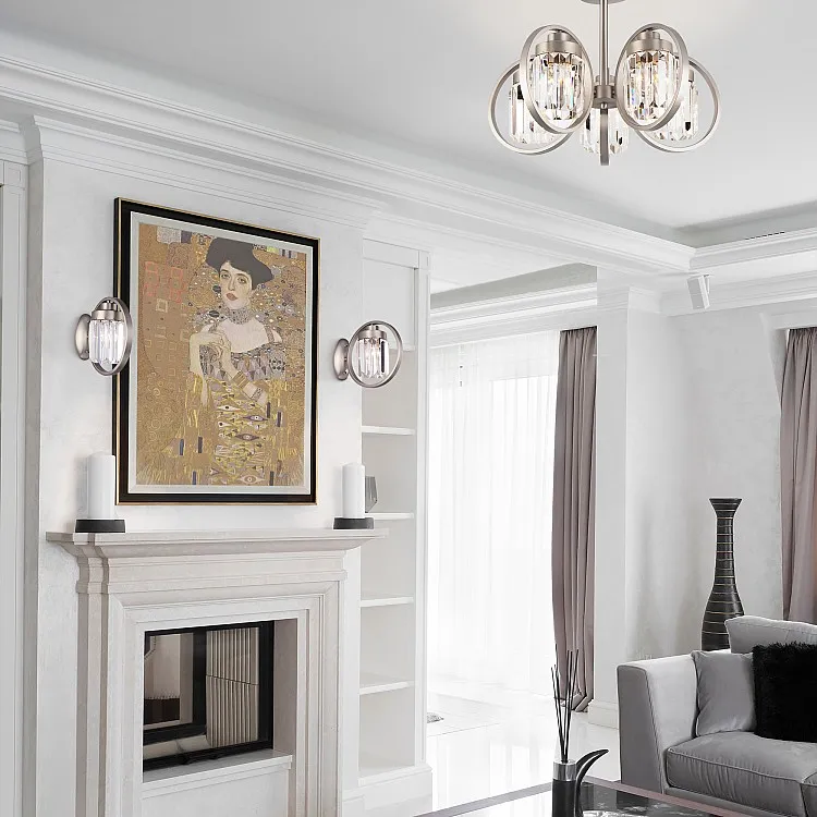 Светильник потолочный Eurosvet Loraine 10095/5 сатин-никель/прозрачный хрусталь Strotskis