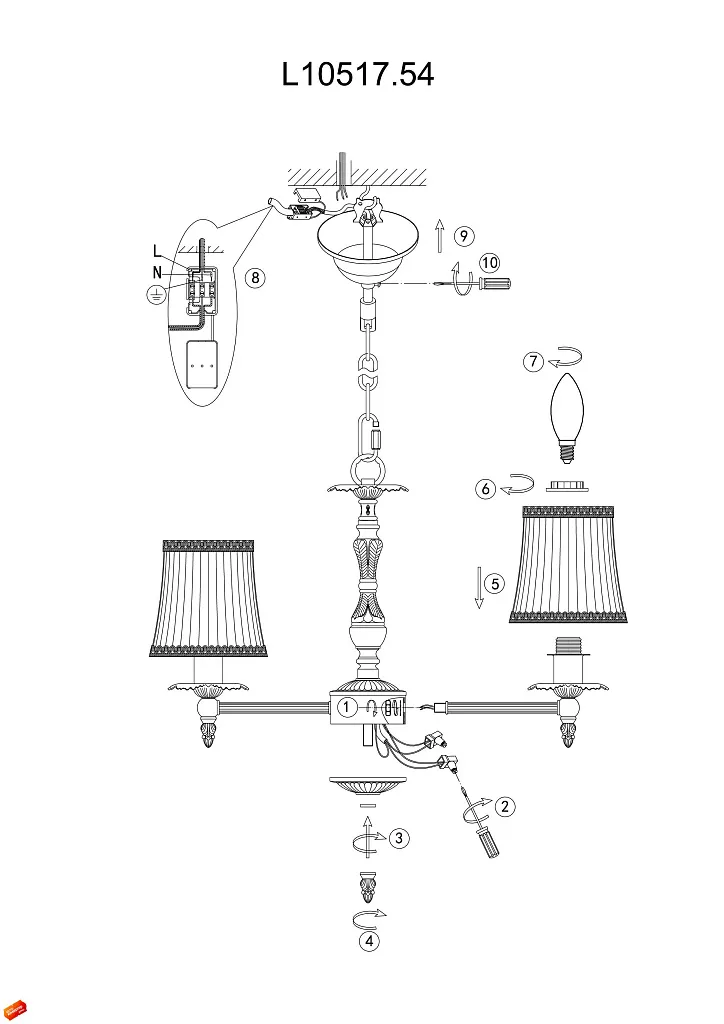 Люстра подвесная L'Arte Luce Bianco L10517.54