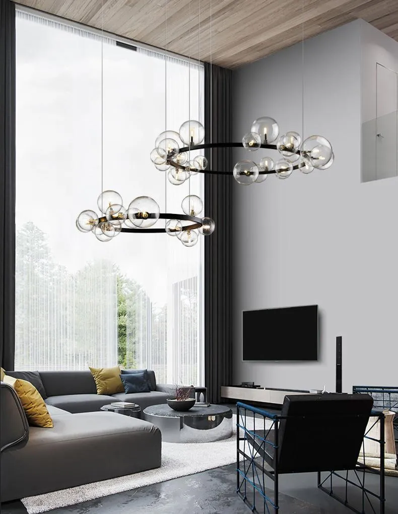 Люстра подвесная Delight Collection Art Deco Bubble KM1294P-24 black/clear