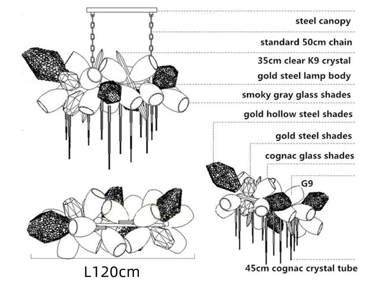 Люстра подвесная Delight Collection Britannica 8898P/BL gold/smoky