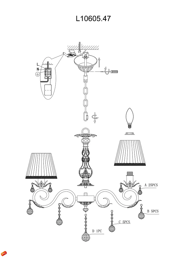 Люстра подвесная L'Arte Luce Casablanca L10605.47