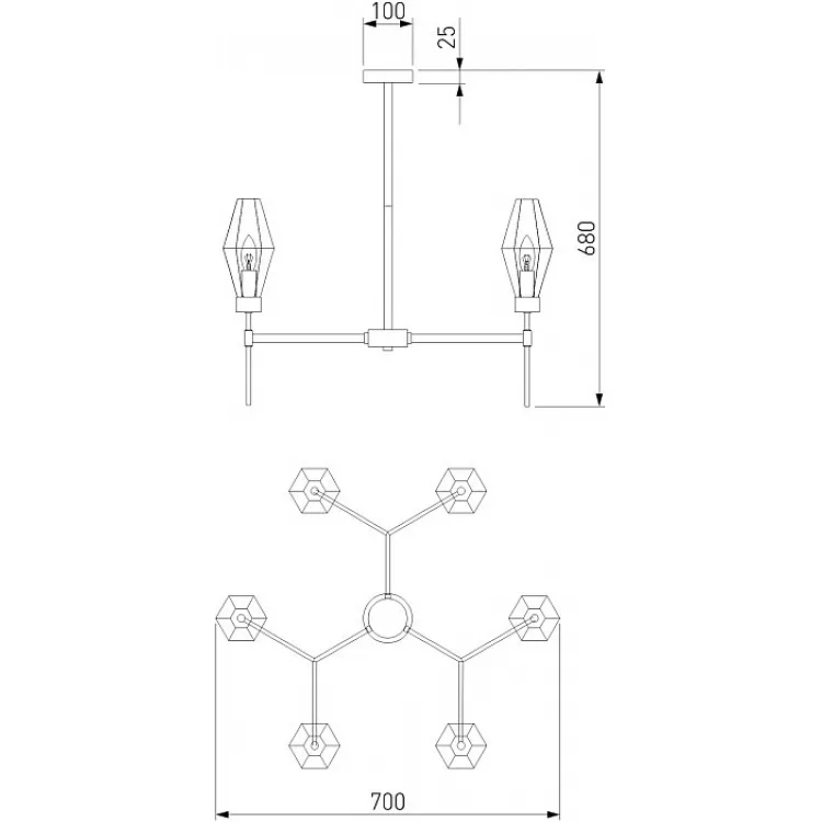 Люстра потолочная на штанге Eurosvet Prism 60143/6 хром