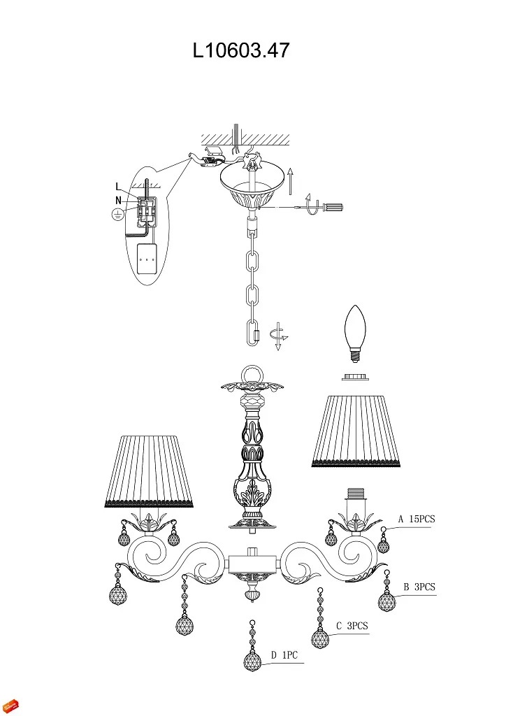 Люстра подвесная L'Arte Luce Casablanca L10603.47