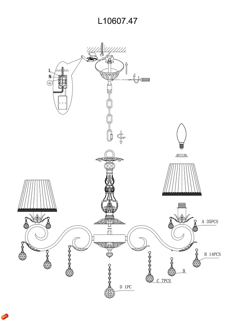 Люстра подвесная L'Arte Luce Casablanca L10607.47