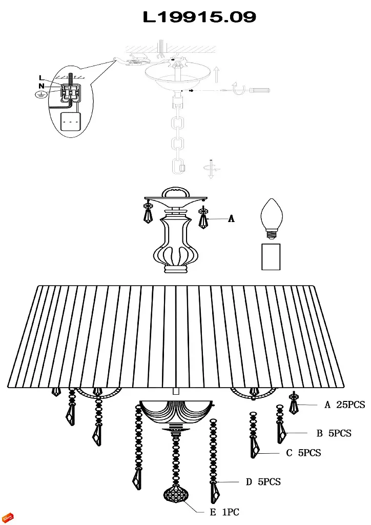Люстра подвесная L'Arte Luce Palermo L19915.09