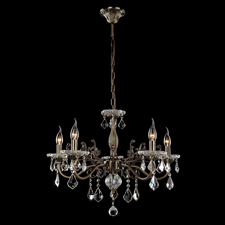 Светильник подвесной Eurosvet Elisha 3281/5 античная бронза / прозрачный хрусталь