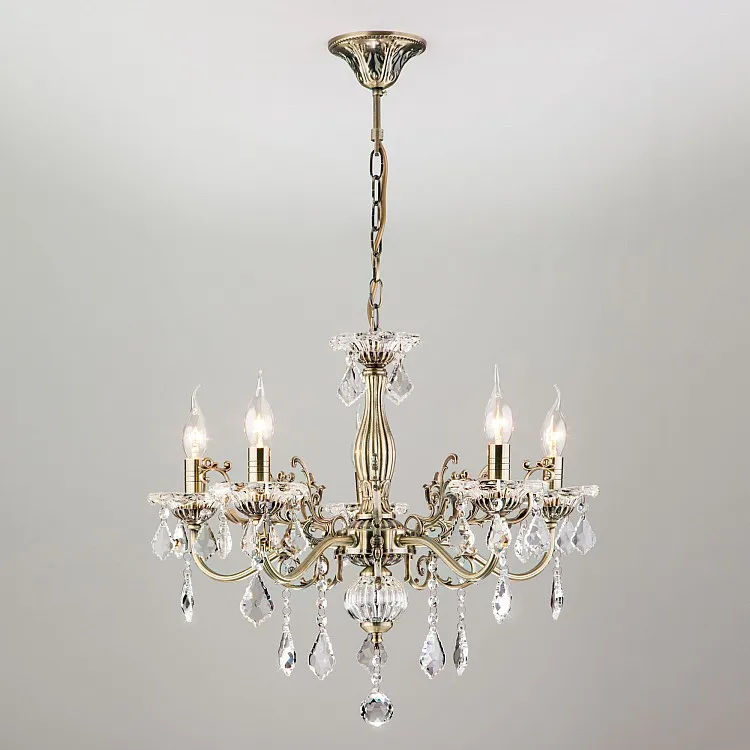 Светильник подвесной Eurosvet Elisha 3281/5 античная бронза / прозрачный хрусталь