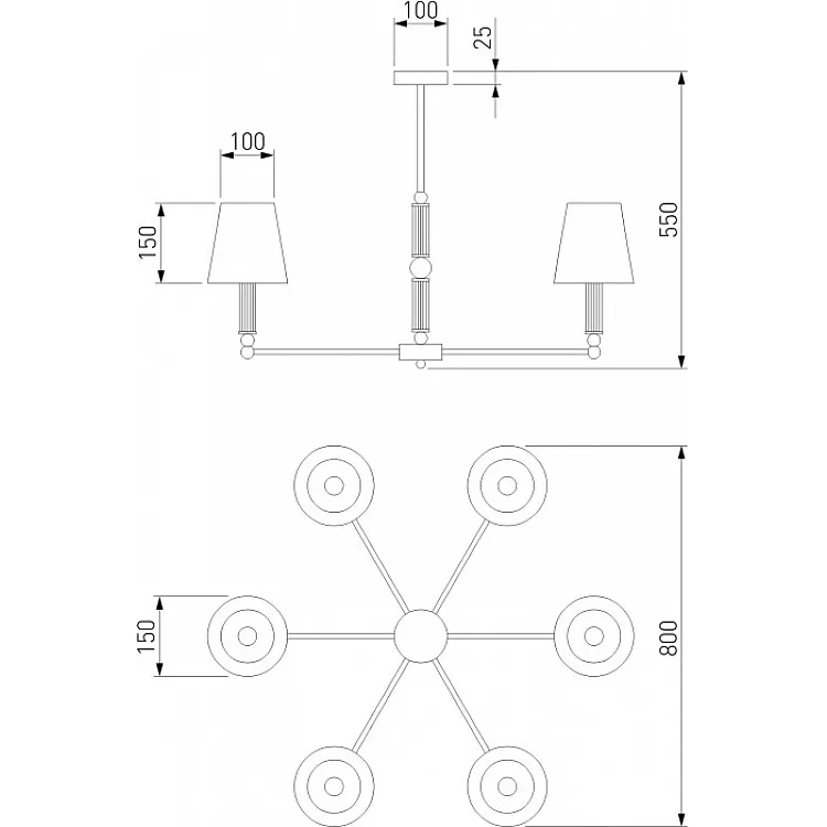 Люстра потолочная на штанге Eurosvet Conso 60145/6 латунь